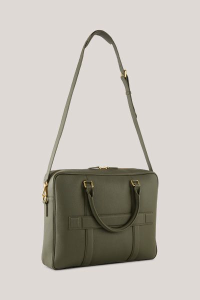 windsor Oliv Nappa-Leder Business Tasche mit Schulterriemen Unisex
