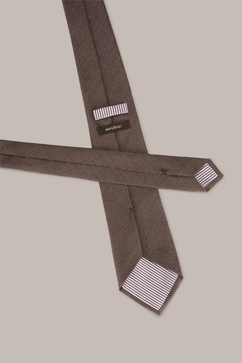 Windsor Krawatte aus Seiden-Wollmischung in Braun mit Strukturdesign