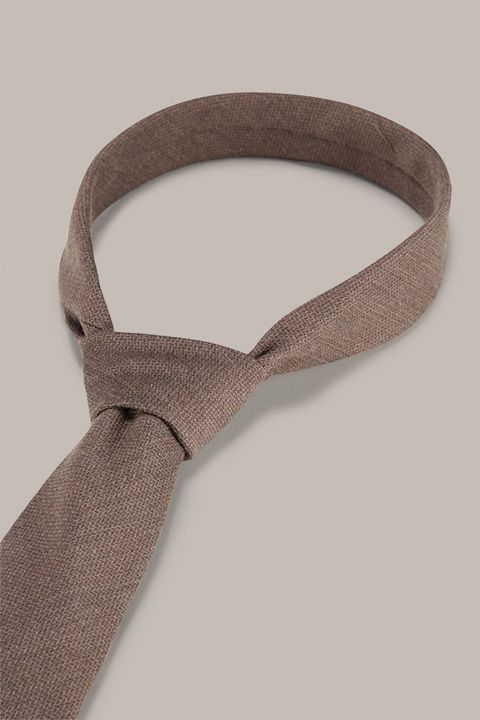 Windsor Krawatte aus Seiden-Wollmischung in Braun mit Strukturdesign
