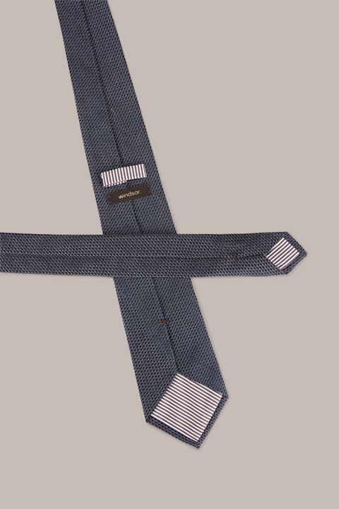 Windsor Seidenmischung Blaue gemusterte Krawatte Baumwollakzent