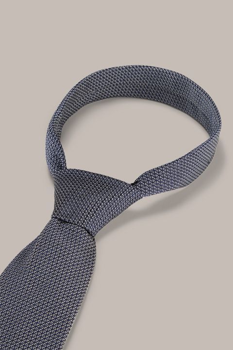 Windsor Seidenmischung Blaue gemusterte Krawatte Baumwollakzent