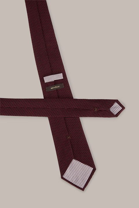 Windsor Krawatte aus Seidenmischung in Bordeauxrot mit Strukturmuster