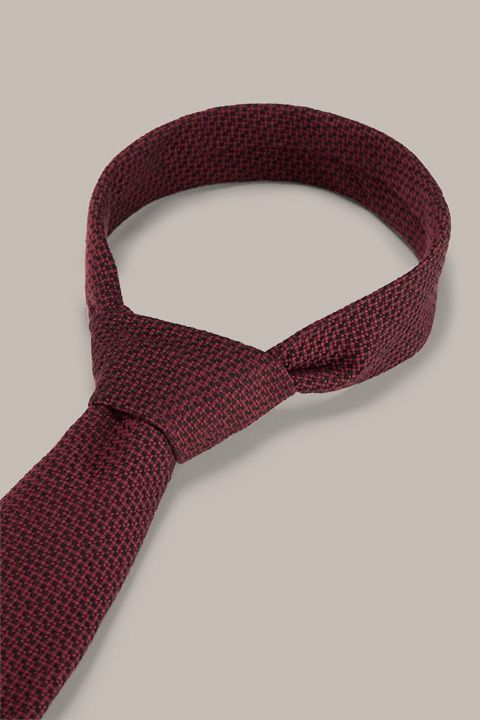 Windsor Krawatte aus Seidenmischung in Bordeauxrot mit Strukturmuster