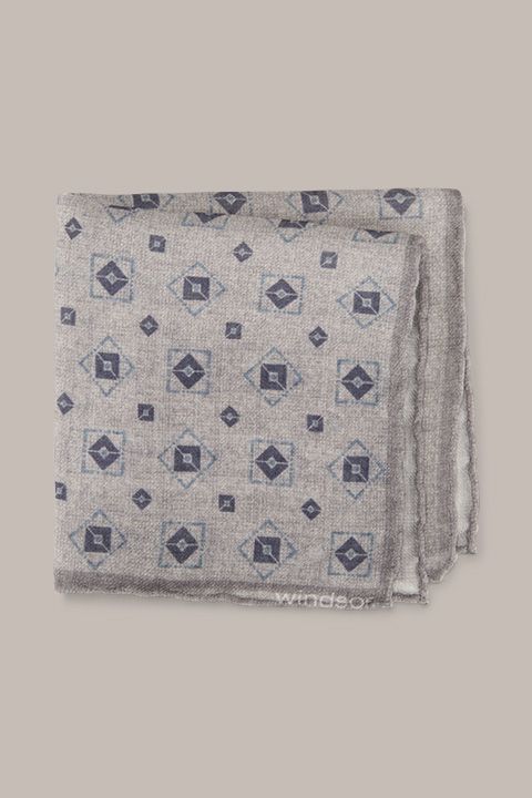 Windsor Einstecktuch aus Wolle Grau-Navy Geometrisches Muster