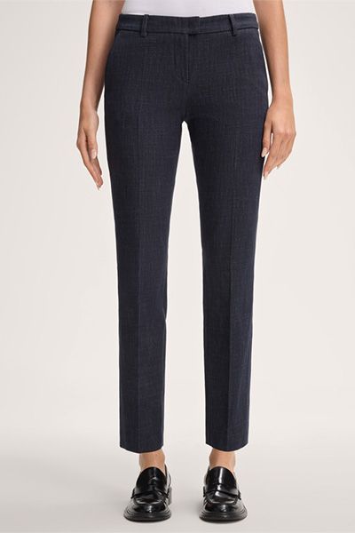 Denim-Anzughose aus Baumwollmischung in Navy mit Gürtelschlaufen