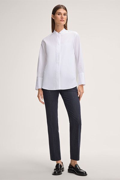 Denim-Anzughose aus Baumwollmischung in Navy mit Gürtelschlaufen