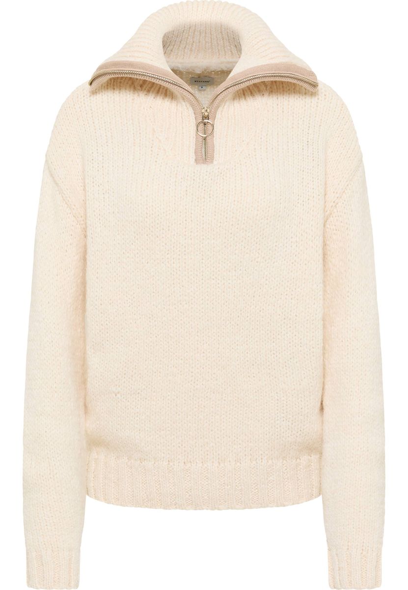 Lässiger Strickpullover mit halbem Reißverschluss