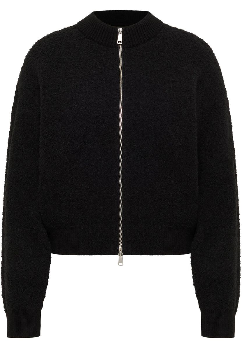 Texturierte Strickjacke mit Reißverschluss