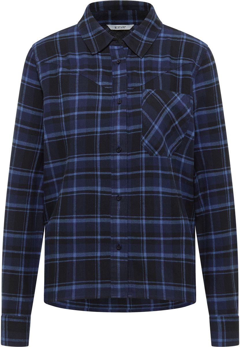 Klassisches blaues Langarmhemd mit Karomuster