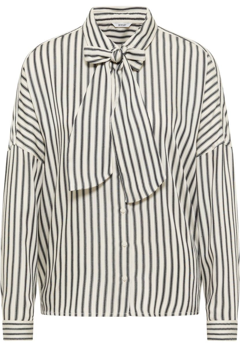 Gestreifte Langarmbluse mit Schleifenhals