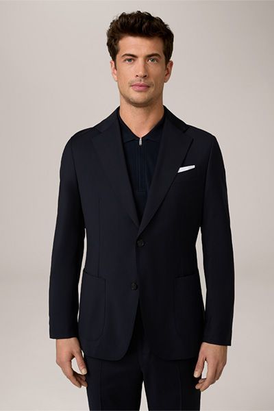 Windsor Marineblaues Woll-Travel-Sakko Klassisch Geschnitten Zwei-Knopf-Revers