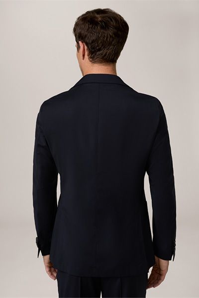 Windsor Marineblaues Woll-Travel-Sakko Klassisch Geschnitten Zwei-Knopf-Revers