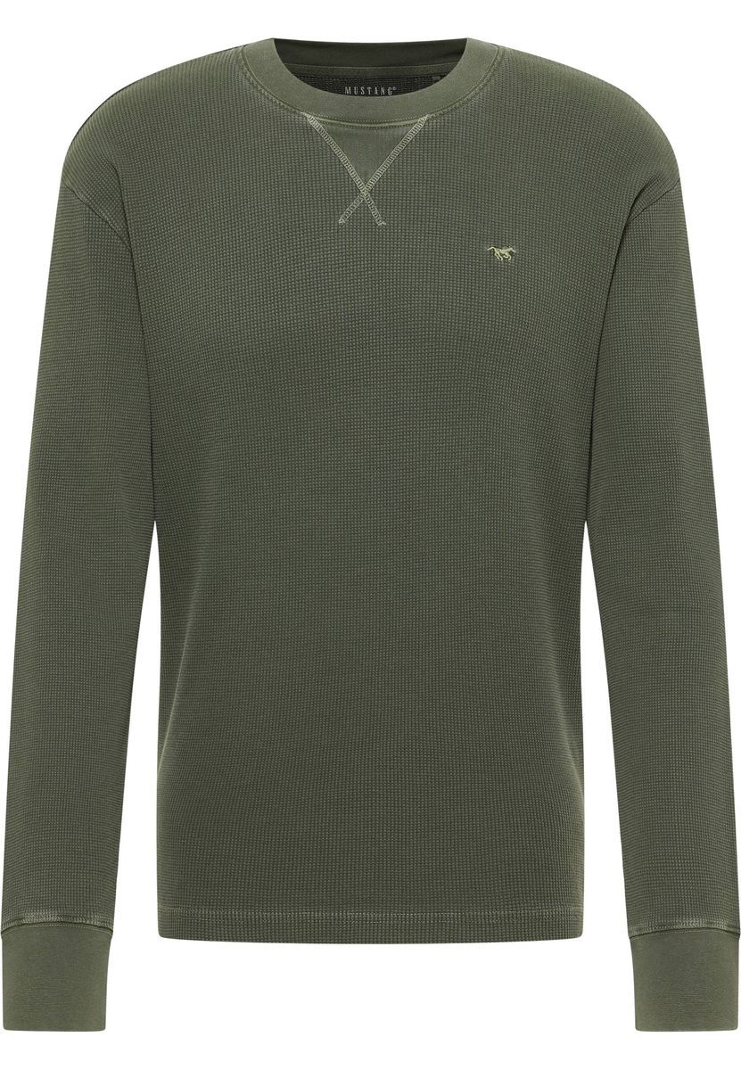 Khaki Waffelstrick Langarmshirt