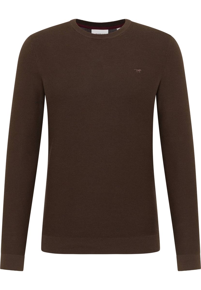Herren brauner Rundhals-Baumwollpullover