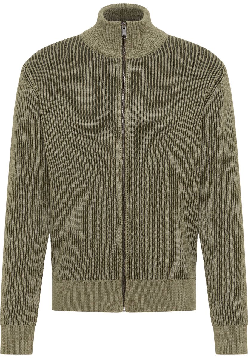 Vertikal gestreifte Strickjacke mit Reißverschluss