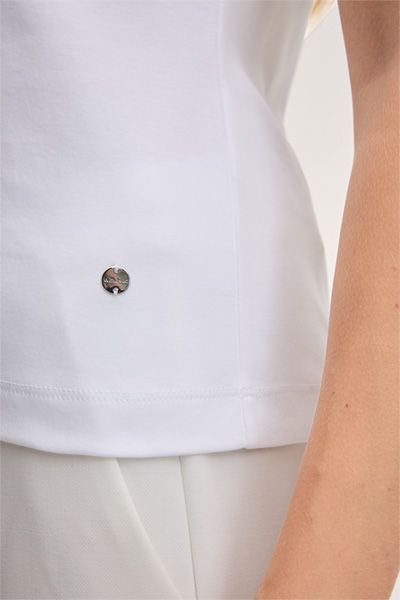 Klassisches weißes Interlock-T-Shirt aus Baumwolle mit Rundhalsausschnitt und kurzen Ärmeln