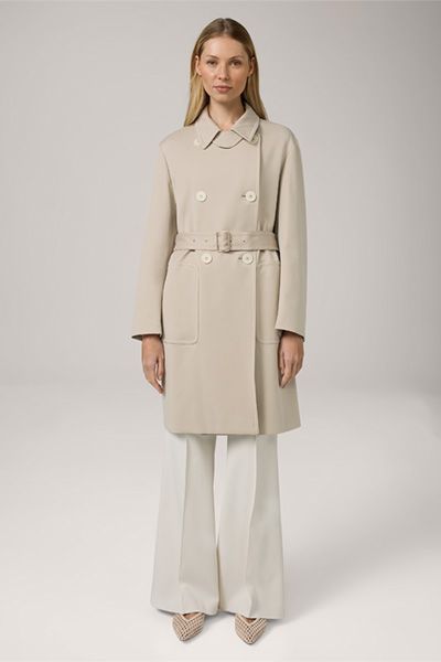 Doppelreihiger beiger Trenchcoat aus Bio-Baumwollmischung