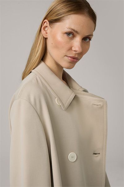 Doppelreihiger beiger Trenchcoat aus Bio-Baumwollmischung