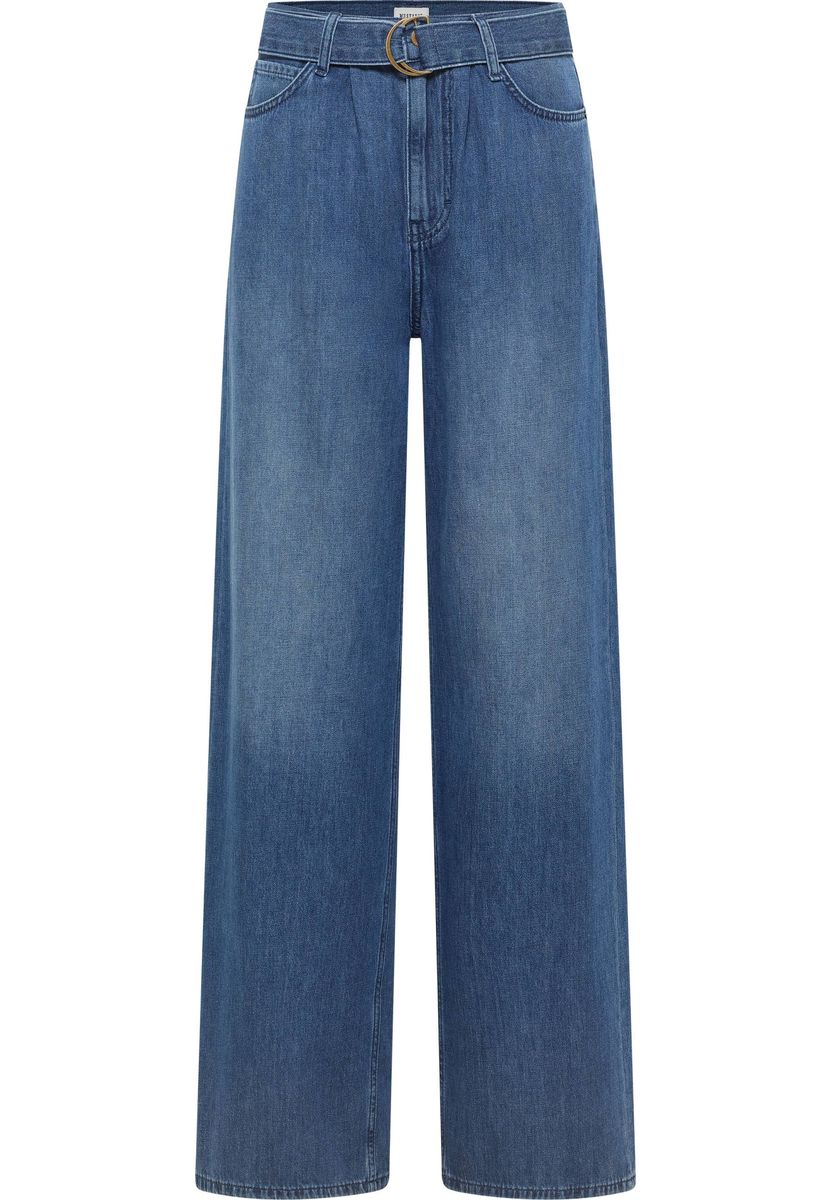 Weitgeschnittene Jeanshose mit Gürtel