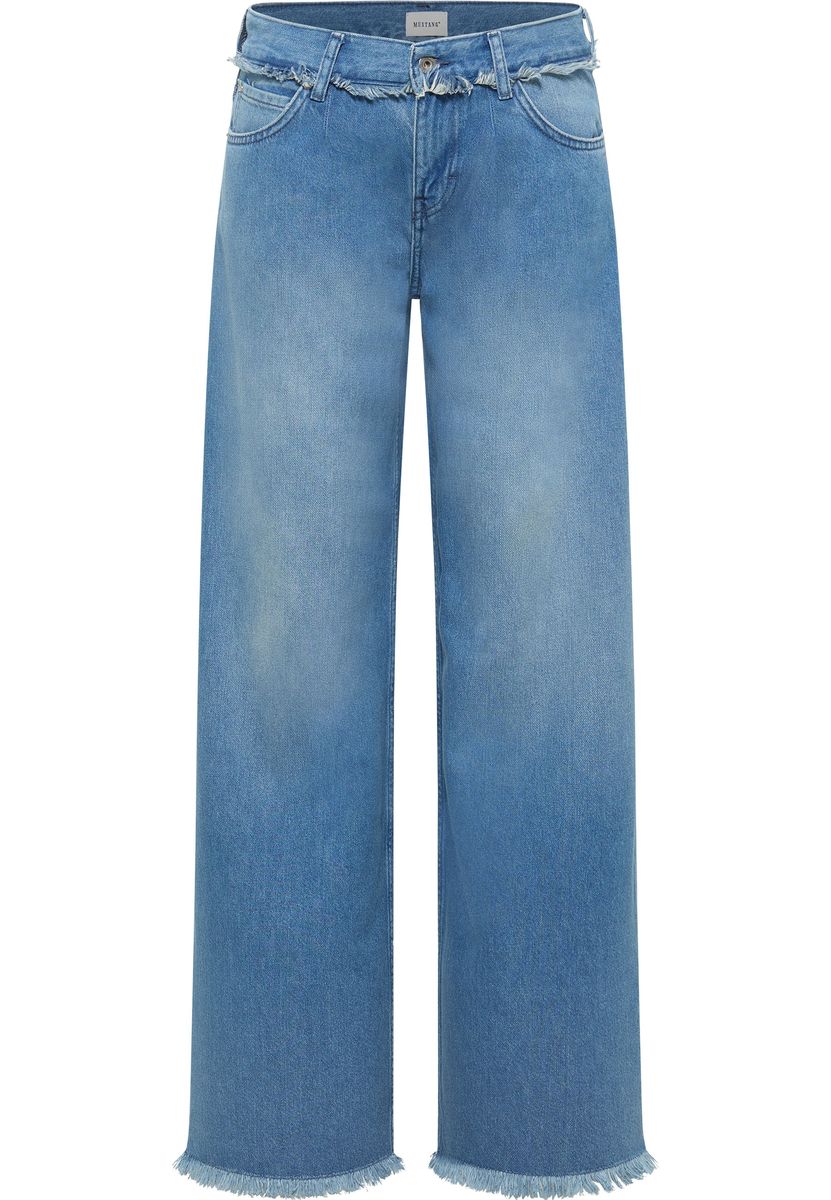 Weite Jeanshose mit Fransen