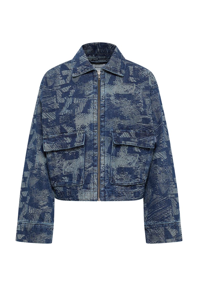 Kurze Jacke aus bedrucktem Denim