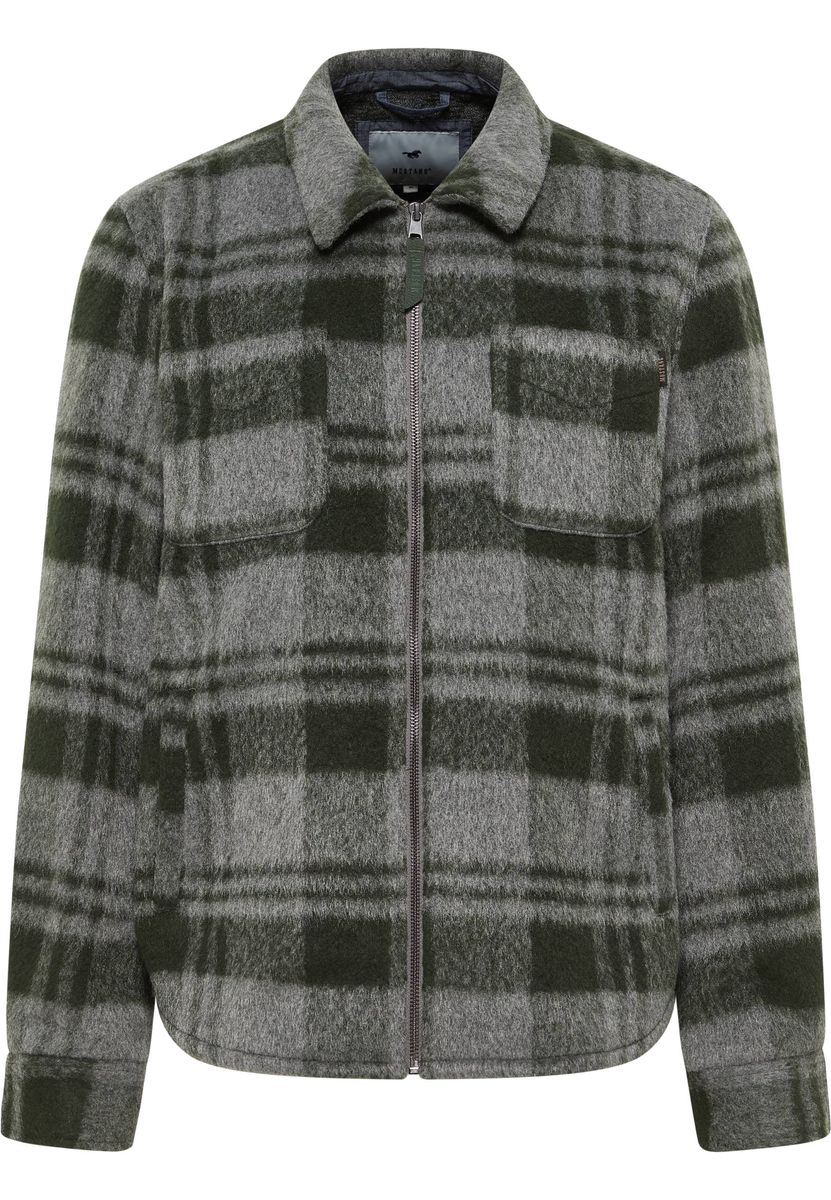 Karo Wollmischung Overshirt mit Reißverschluss