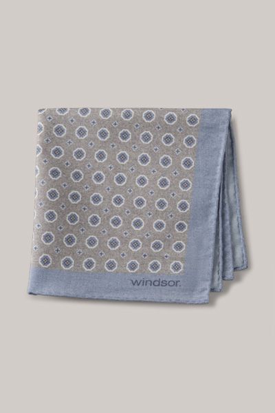 Windsor. Hellblau Gemustertes Einstecktuch aus Leinen und Baumwolle