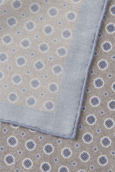 Windsor. Hellblau Gemustertes Einstecktuch aus Leinen und Baumwolle