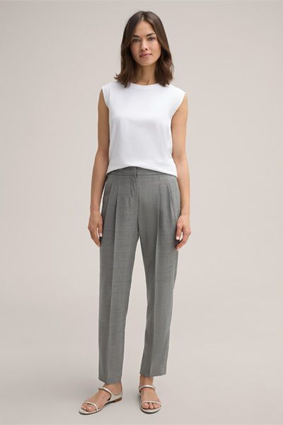 Marc Cain Baumwoll-Interlock Weißes Ärmelloses T-Shirt mit Rundhalsausschnitt