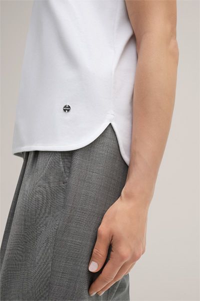 Marc Cain Baumwoll-Interlock Weißes Ärmelloses T-Shirt mit Rundhalsausschnitt