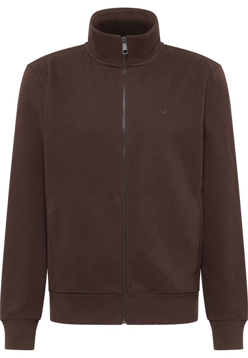 Herren Einfarbiges Braunes Sweatshirt mit Reißverschluss