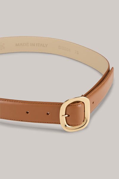 Nappaledergürtel mit abnehmbarer Tasche in Braun und Gold