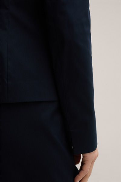 Taillierter Baumwollstretch-Blazer in Marineblau mit Einknopfverschluss