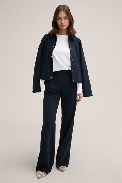 Marc O'Polo Weißes Baumwoll-Interlock Langarmshirt mit Rundhalsausschnitt