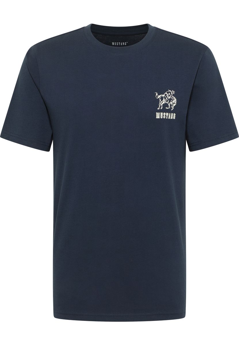 Marineblaues Baumwoll-T-Shirt mit Grafikprint