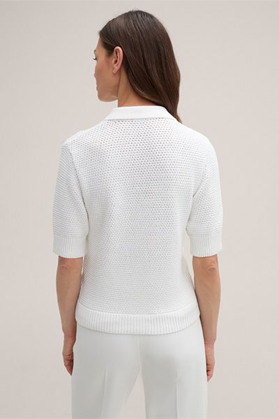 Strukturiertes Poloshirt aus Baumwollmischung in Weiß