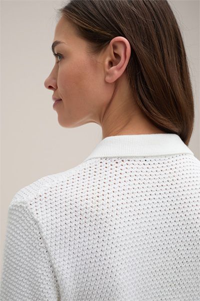 Strukturiertes Poloshirt aus Baumwollmischung in Weiß