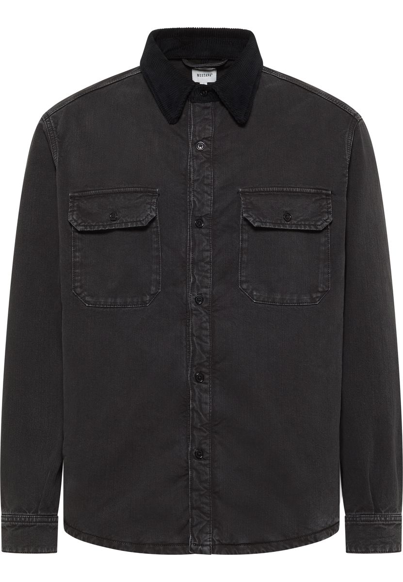 Hemdjacke aus Baumwollmischung mit Cordkragen