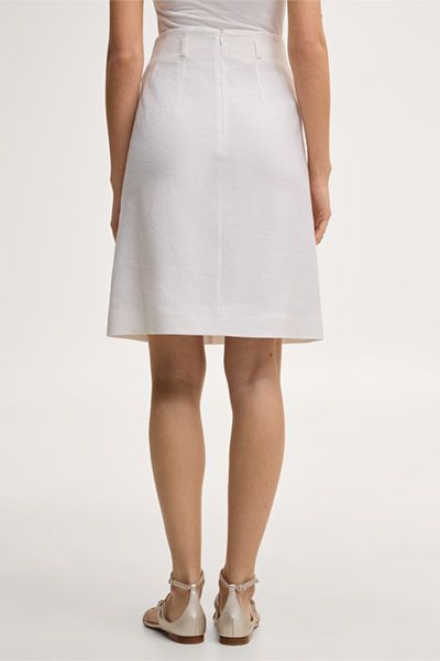 Leinenstretch-Rock in A-Linie in Weiß