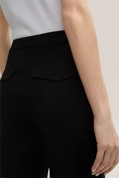 Crêpe Marlene Hose in Schwarz Weites Bein Soft Dopio Crêpe