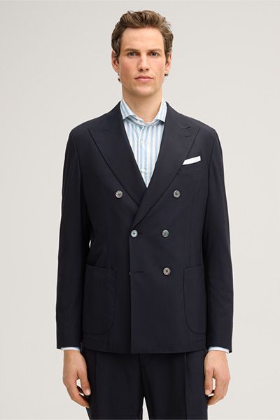 Windsor Marineblauer Wollmix Doppelreiher Blazer mit aufgesetzten Taschen