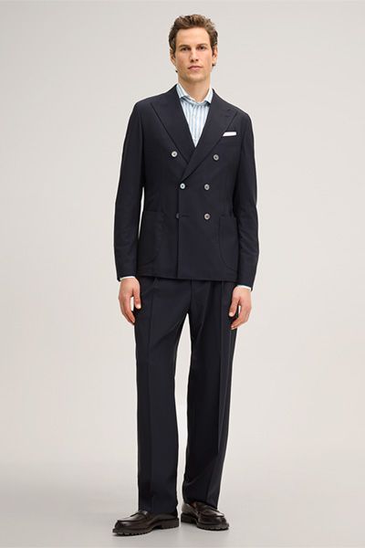 Windsor Marineblauer Wollmix Doppelreiher Blazer mit aufgesetzten Taschen