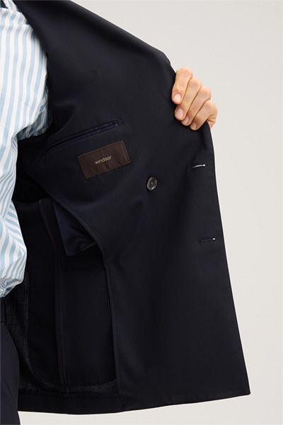 Windsor Marineblauer Wollmix Doppelreiher Blazer mit aufgesetzten Taschen