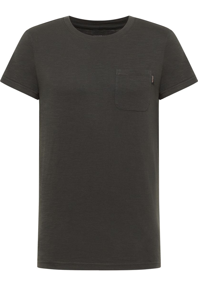 Klassisches Baumwoll T-Shirt mit Rundhalsausschnitt und Tasche