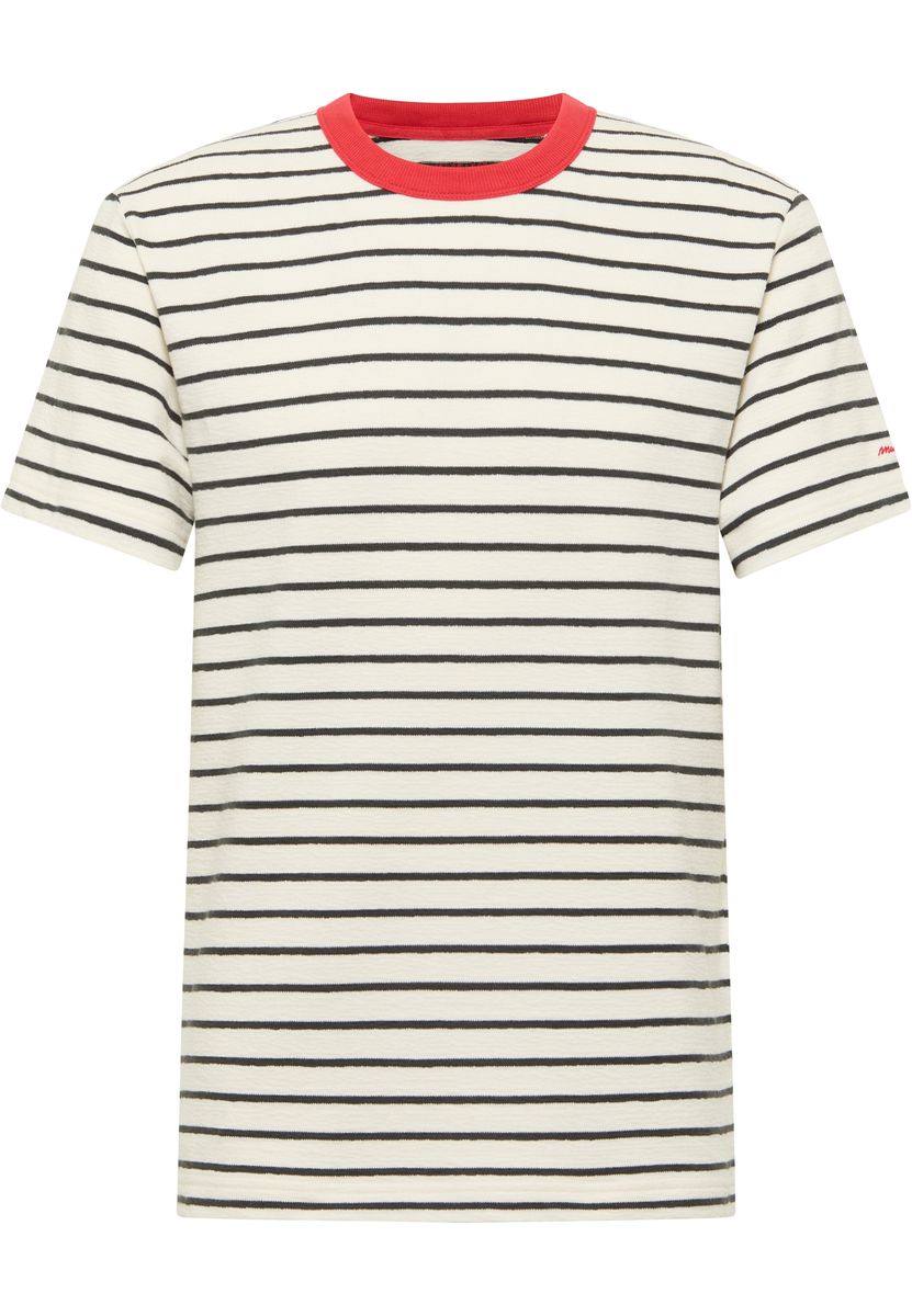 Gestreiftes Baumwoll-T-Shirt mit Rundhalsausschnitt