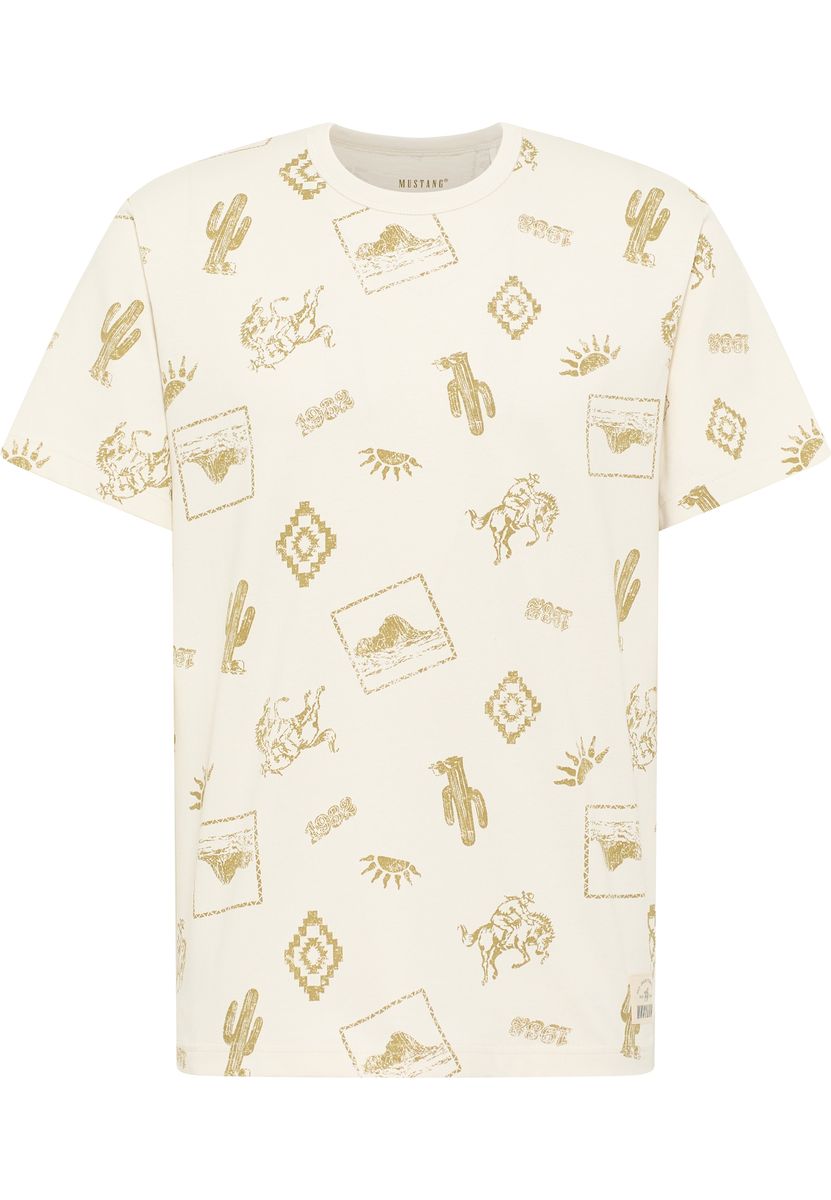 Gestreiftes Baumwoll-T-Shirt mit Rundhalsausschnitt