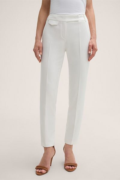 Mango Ecru Crêpe Anzughose mit Bügelfalten