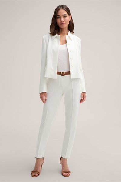 Mango Ecru Crêpe Anzughose mit Bügelfalten