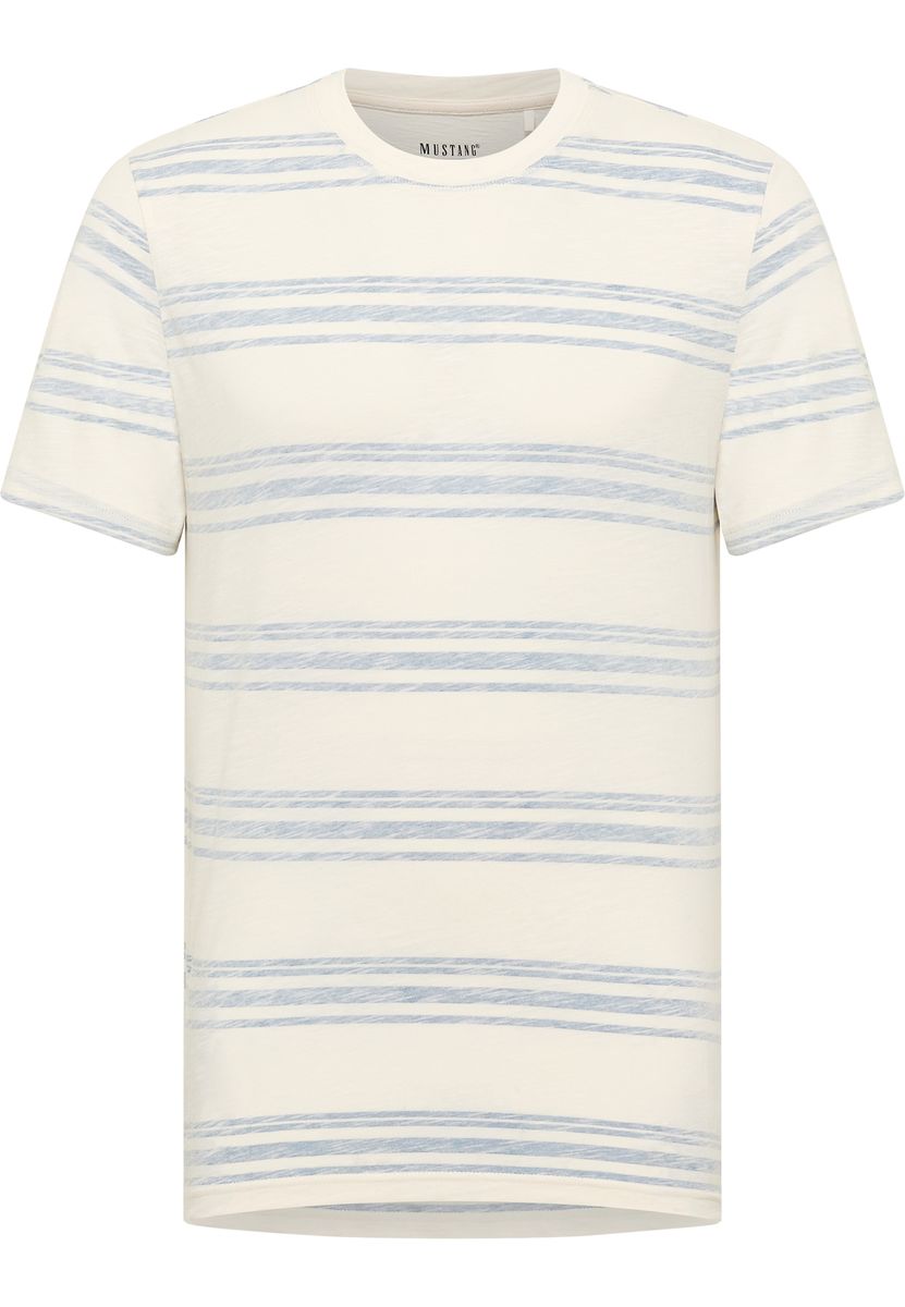 Gestreiftes Baumwoll-T-Shirt mit Rundhalsausschnitt