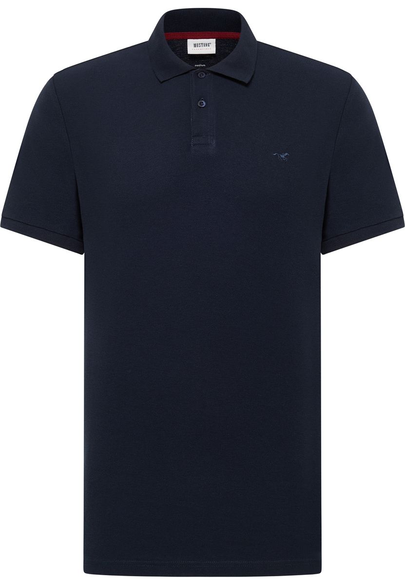 Klassisches marineblaues Piqué-Polohemd aus Baumwolle